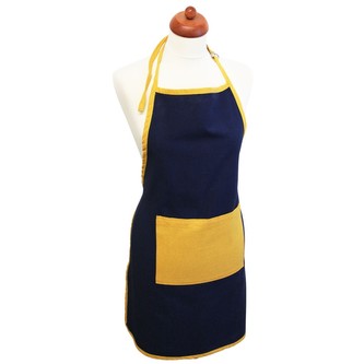 HOME ELEMENTS Kuchyňská zástěra 60 x 80 cm, tmavomodrá + žlutá z recyklované bavlny