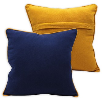 HOME ELEMENTS Povlak na polštář s lemem, tmavomodrá + žlutá z recyklované bavlny