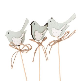 Dřevěný ptáček - zápich - sada 3ks, 8/144