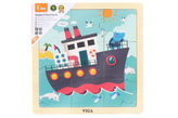 Drevené puzzle 9 dielikov - loď