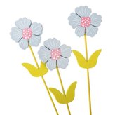 Dřevěný zápich - kytka - sada 3ks, 8/96