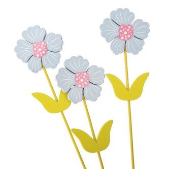 Dřevěný zápich - kytka - sada 3ks, 8/96