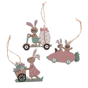 Dřevěné závěsné jarní dekorace - sada, 24/288