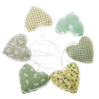 Textilní závěsné srdce  - sada 6 ks, 12/144