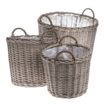 Proutěný koš s PVC - sada 3 ks, 0/1