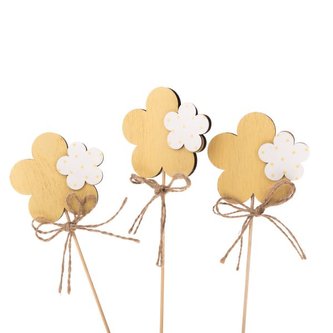 Dřevěná květina - zápich - sada 3ks, 8/144