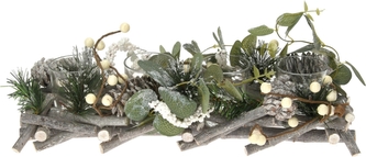 Svícen na 4 svíčky, zdobený bílý 36x13x8 cm