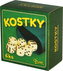 Hracie kocky biele 6 ks, kelímok v krabičke