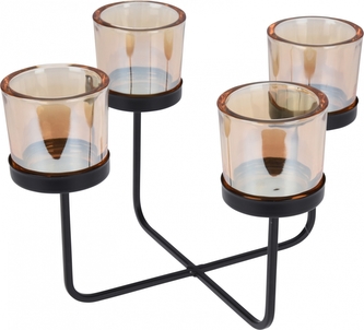 Kovový svícen 25x19,5x15,9 cm, jantarové kalíšky