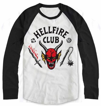 Pánske tričko Stranger Things: Hellfire Club Crest (M) biela bavlna, trojštvrťový rukáv