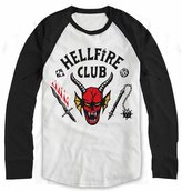 Pánske tričko Stranger Things: Hellfire Club Crest (XL) biela bavlna, trojštvrťový rukáv