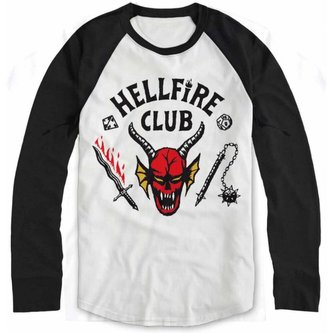Pánske tričko Stranger Things: Hellfire Club Crest (L) biela bavlna