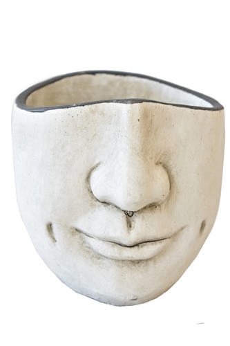 Cementový květináč hlava 15x15,5x17,5 cm