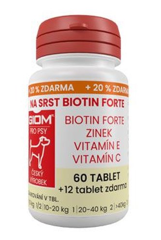 Giom pes Na srst Biotín FORTE 60 tbl+20% zdarma