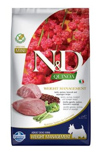 N&D Quinoa DOG Hmotnosť Mnmgnt Jahňacie & Brokolica Mini 2,5 kg