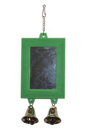 Hračka pro exoty Zrcátko se 2 zvonečky 12cm