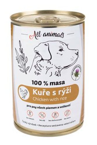 All Animals DOG kuracie mleté ​​s ryžou 400g