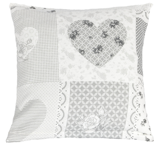 Povláček flanelový - srdce patchwork šedý - 40x40cm