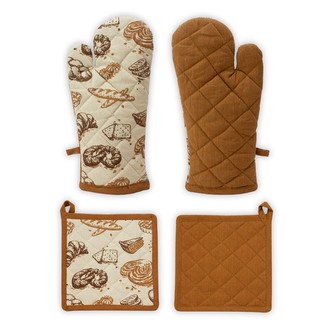 HOME ELEMENTS Chňapka s magnetem a podložka 18*32 + 20*20 cm, Pečivo