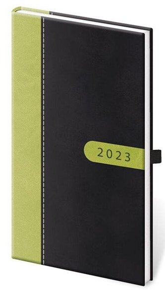 Diář 2023 Bora - černo/zelená, týdenní, kapesní