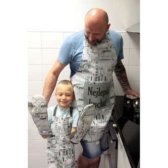 HOME ELEMENTS Dětská sada – zástěra a chňapka 50*70 + 10*22 cm, Dobrou chuť