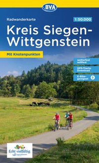 Radwanderkarte BVA Kreis Siegen-Wittgenstein mit Knotenpunkten 1:50.000, reiß- und wetterfest, GPS-Tracks Download, E-Bike-geeig