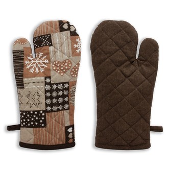 HOME ELEMENTS Kuchyňská chňapka s magnetem 18*32 cm, Hnědý patchwork