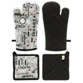 HOME ELEMENTS Chňapka s magnetem a podložka 18*32 + 20*20 cm, Dobrou chuť