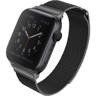 UNIQ Dante ocelový řemínek Apple Watch 41/40/38mm Midnight černý