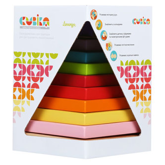 Farebná pyramída: drevená skladačka 9 dielov