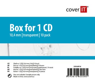 COVER IT 1 CD 10mm šperkovnica + tácka čirý 10ks/bal