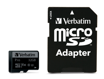 VERBATIM Pro microSDHC 32GB UHS-I V30 U3 + SD adaptér VERBATIM Pro microSDHC 32GB UHS-I V30 U3 + SD adaptér