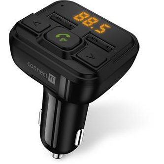 CONNECT IT InCarz Bluetooth transmitter, 2xUSB+Micro SD Card, ČERNÝ