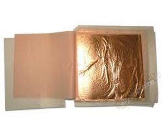 Plátkový kov - listy meď 14x14cm (100 plátkov)