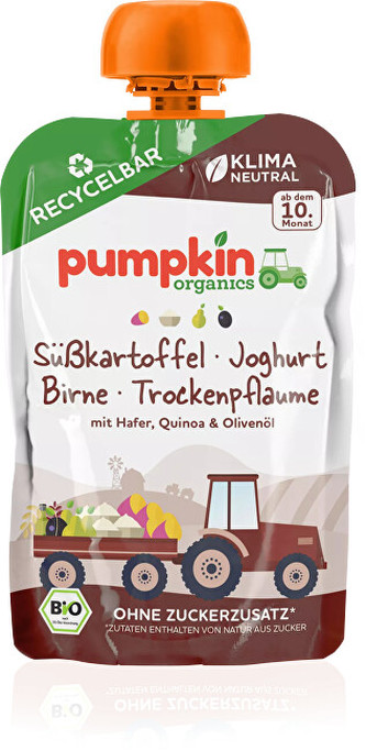 Pumpkin Organics Zeleninové pyré z batátu s jogurtem, sušenými švestkami a ovesem BIO 100 g