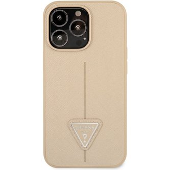 Guess PU Saffiano Triangle kryt iPhone 13 Pro béžový