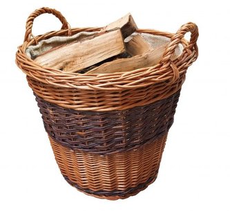 Velký koš na dřevo proutěný 50 cm - hnědý