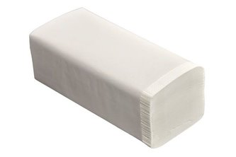 Papírové ručníky ZZ bílé, dvě vrstvy, 100% celulóza, 5 x 150 ks