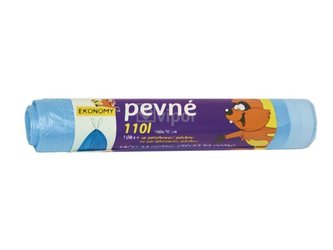 Pytel na odpad s páskou HDPE 110l, 10ks/role modrý -N