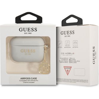 Guess 4G Charms Silikonové pouzdro Airpods Pro šedé