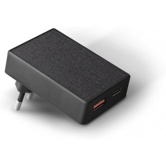 UNIQ Votre Slim Duo USB C + USB A 20W nabíječka, černá