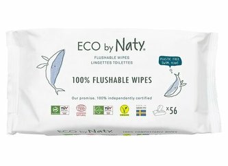 Eco by Naty Vlhčené splachovatelné ubrousky bez vůně ECO 56 ks