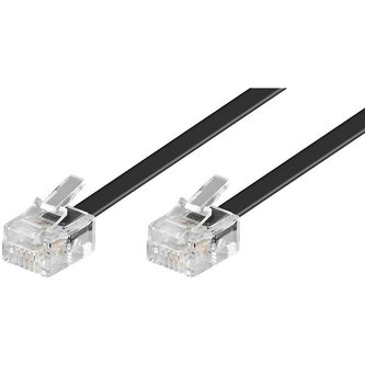 PremiumCord telefonní kabel rovný 6P4C plug - 6P4C plug černý 6m