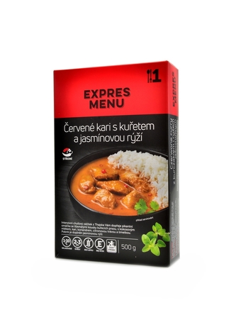 Expres menu - KM Červené kari s kuřetem a jasmínovou rýží 500g