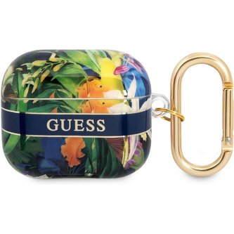 Guess TPU Flower Print pouzdro Airpods 3 modré