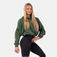 Dámská mikina Loose Fit Hoodie Crop Iconic Dark Green - NEBBIA - Velikost: XS/S