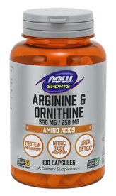 Arginin & Ornitin - NOW Foods - 250 kaps.