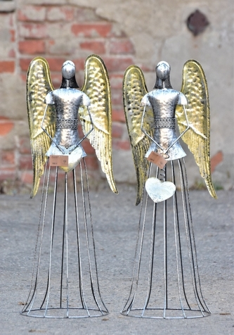 Plechový anděl  Noel  šampaň  82 cm