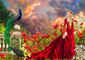 Puzzle 1500 Piękność w czerwonej sukni