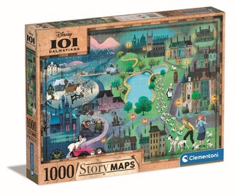 Puzzle 1000 príbehových máp 101 dalmatíncov